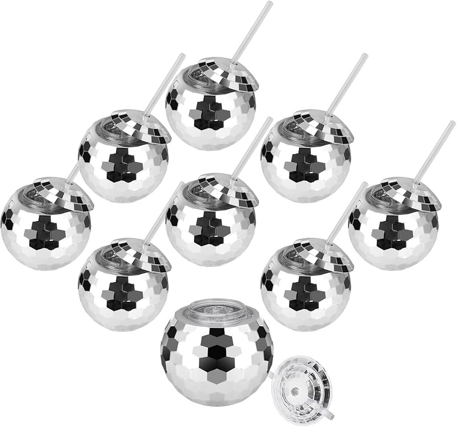 9 Pack Disco Ball Cups, 20Oz Disco Party Cups with Straw and Lid, Reusable Disco Ball Tumbler Dis... | Amazon (US)