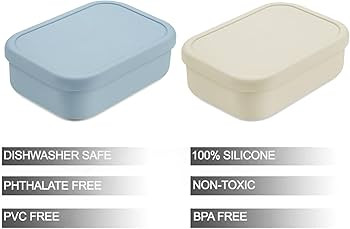 PandaEar 2 Pack Silicone Bento Lunch Box for Toddlers Kids, 3-Compartment Lunch Containers, Leak-... | Amazon (US)