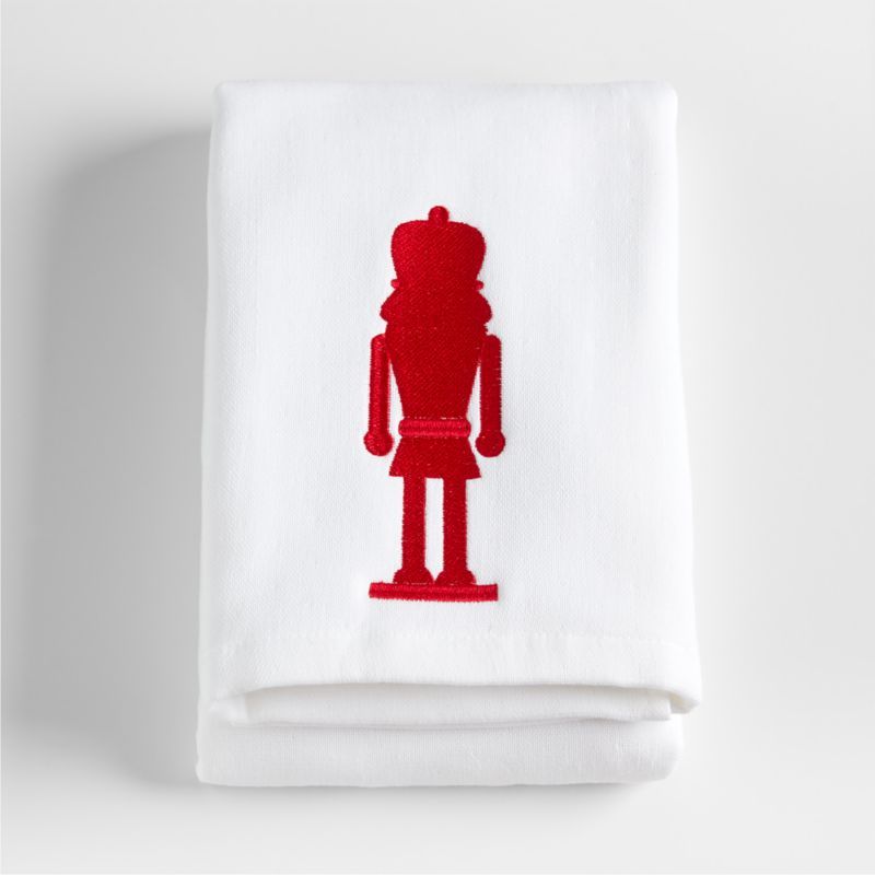 Nutcracker Embroidered Guest Towel | Crate & Barrel | Crate & Barrel