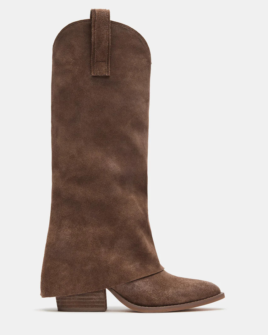 SORVINO Taupe Suede Foldover Knee-High Western Boot | Women's Boots | Steve Madden (US)