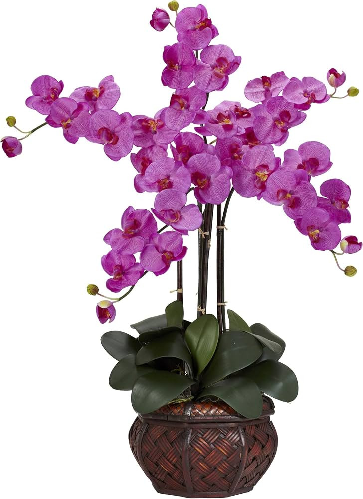 Nearly Natural Phalaenopsis with Decorative Vase Silk Flower Arrangement | Amazon (US)
