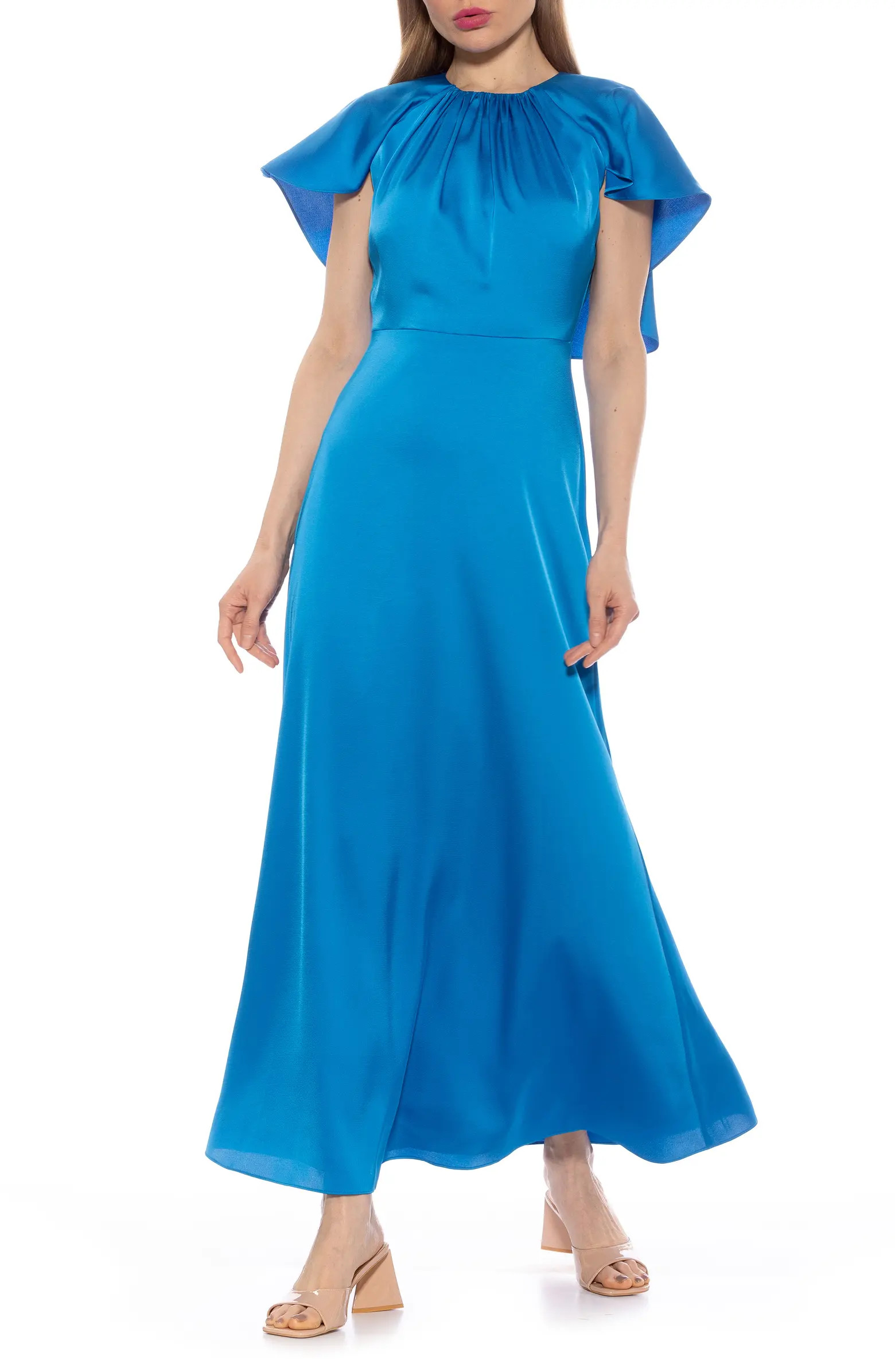 Danica Capelet Sleeve Satin Maxi Dress | Nordstrom Rack