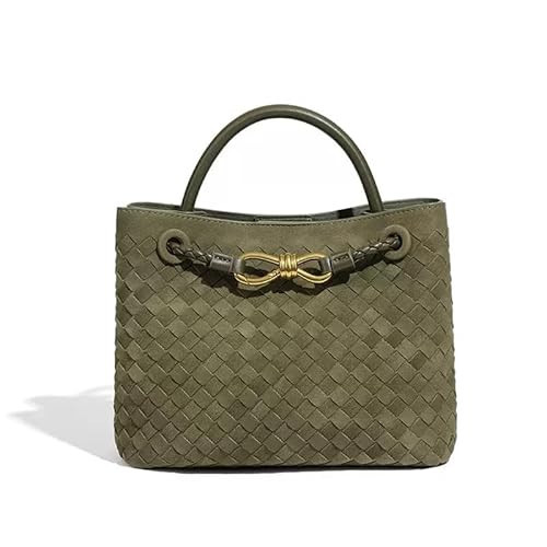 Suede Woven Tote Bag for Women Leather Shoulder Handbag Designer Top Handle Purses(Olive Green) | Amazon (US)