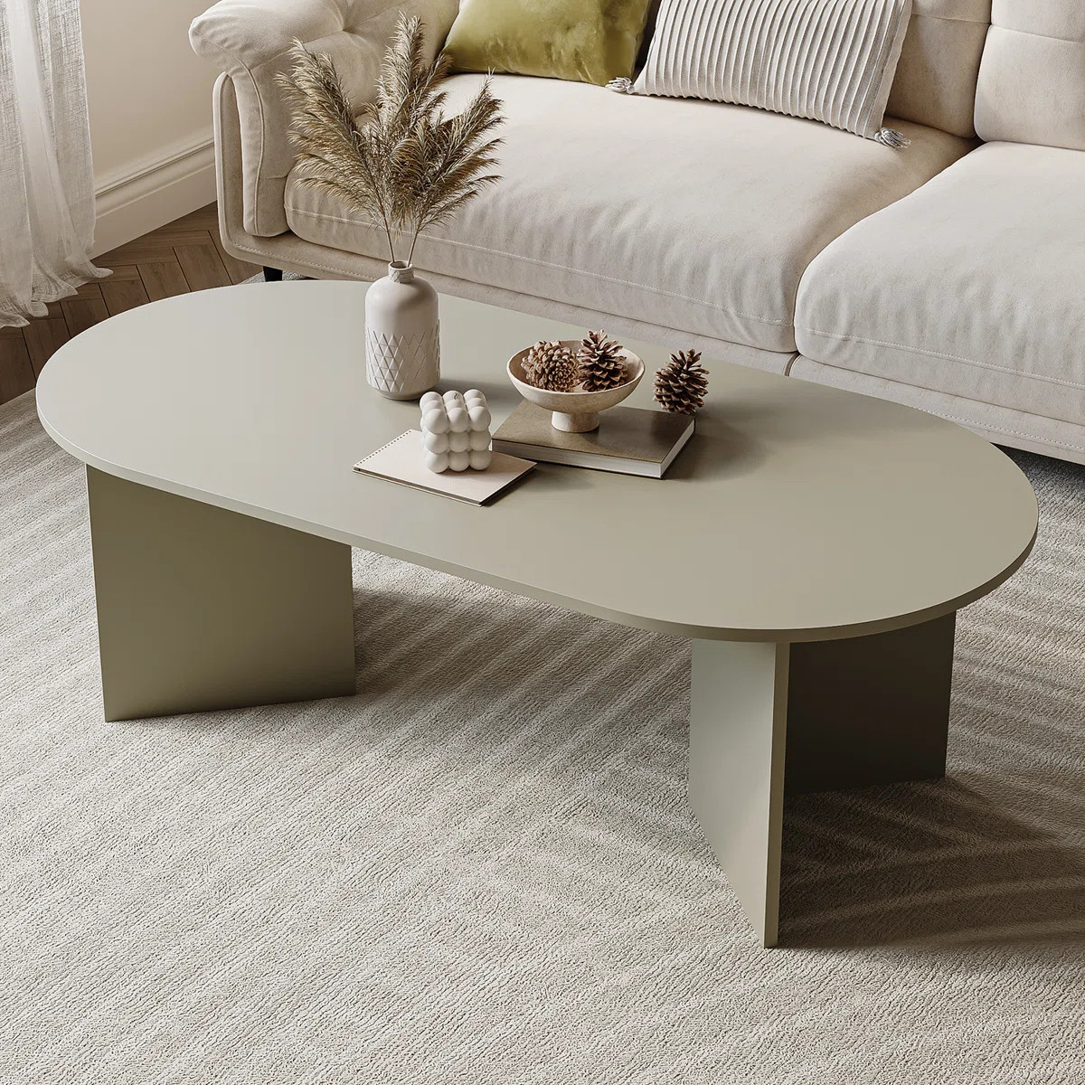 47 Inch Oval Coffee Table, Modern Coffee Table For Living Room, Small Space | Wayfair North America