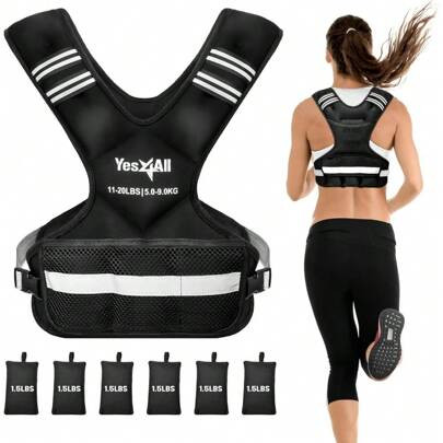 Adjustable Weighted Vest 11-32lbs With Reflective Strip, Large Weight Vest | SHEIN