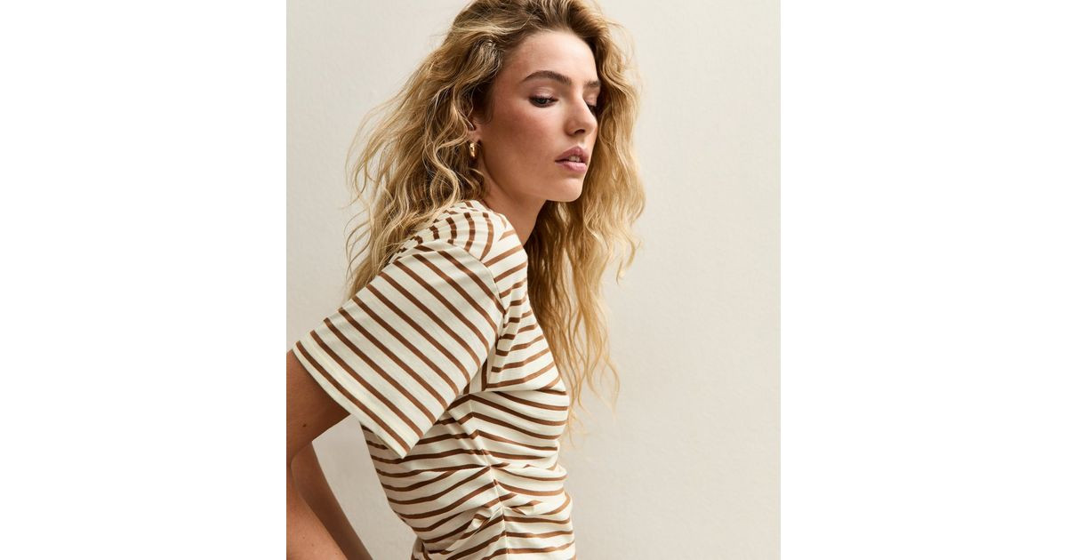 White and Brown Striped Corset Top | New Look | New Look (UK)