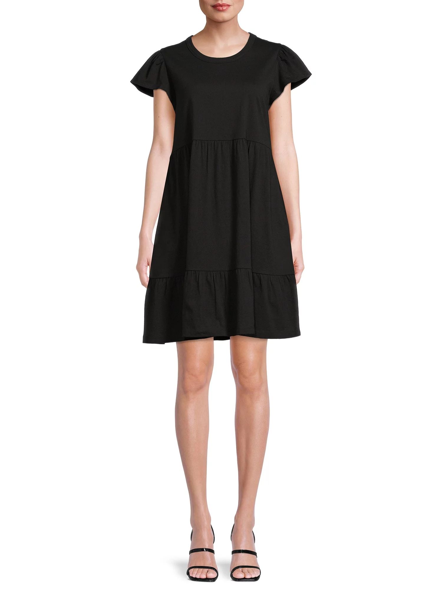 TTime and Tru Women's Short Sleeve Tiered Knit Dress with Pockets - Walmart.com | Walmart (US)