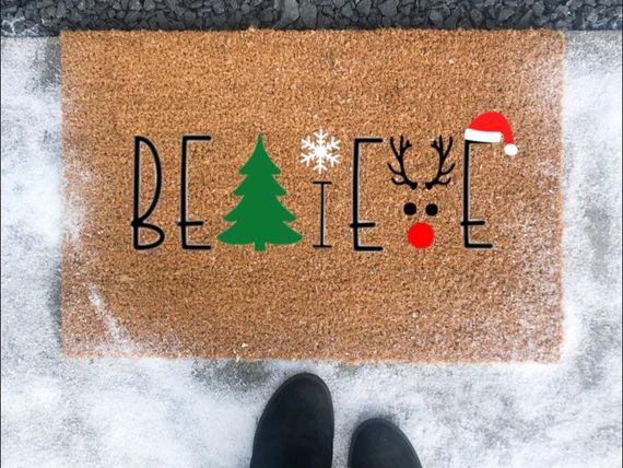 Believe Christmas Doormat / Santa Doormat / Believe Doormat / Holiday Doormat / Xmas Mat / Christ... | Etsy (US)