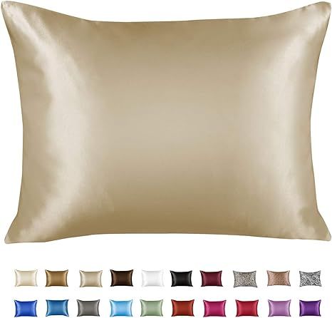ShopBedding Luxury Satin Pillowcase for Hair – Standard Satin Pillowcase with Zipper, Champagne... | Amazon (US)