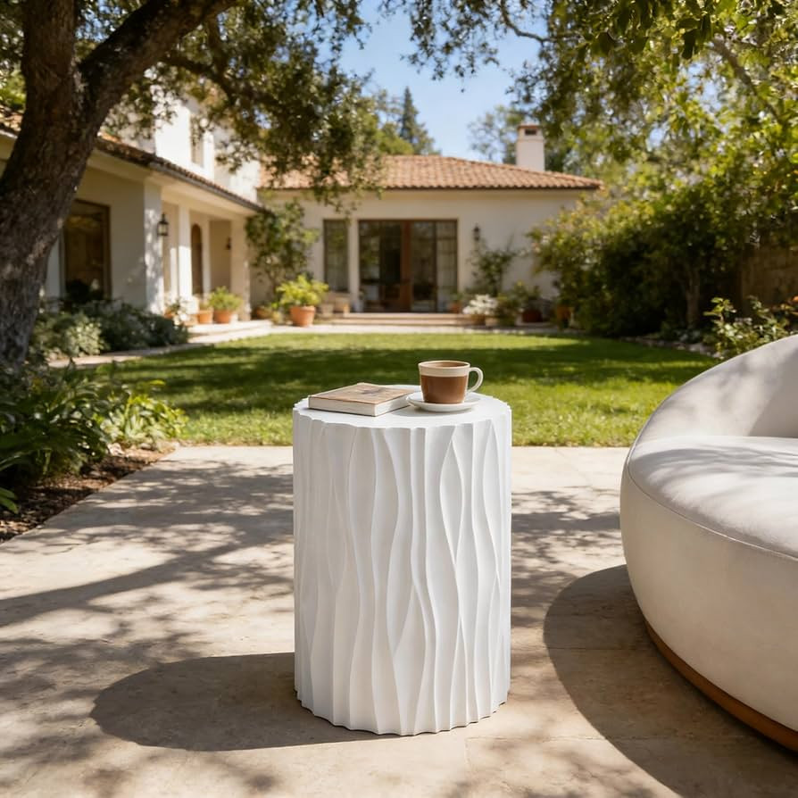 Christopher Knight Home Polaris Modern Outdoor Fluted Side Table, Round MGO Patio End Table, Ligh... | Amazon (US)