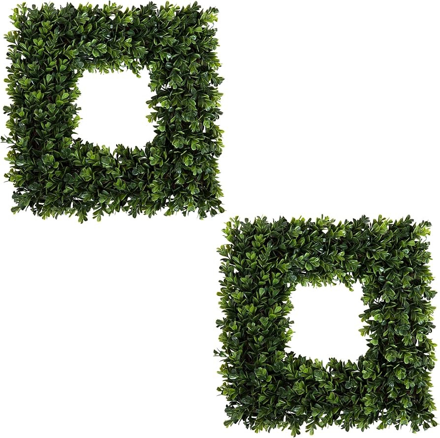 Pure Garden Set of 2 Wreaths - 16.5-Inch Square Artificial Boxwood Spring, Summer, Winter, or Fal... | Amazon (US)
