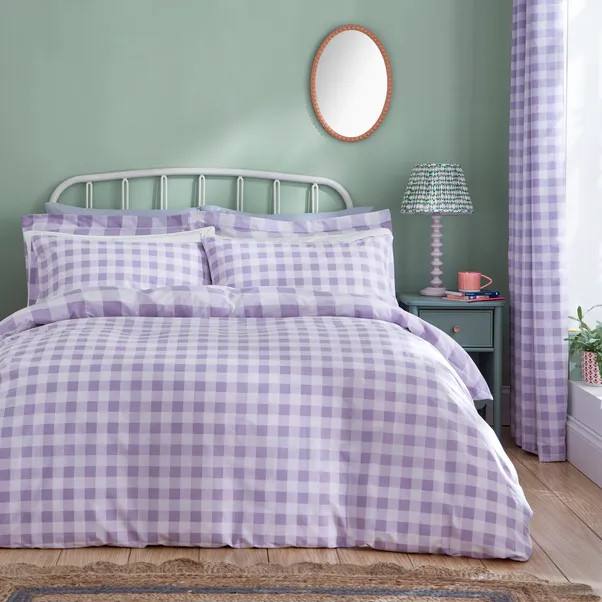Ansley Gingham Lilac Duvet Cover & Pillowcase Set | Dunelm (migrated)