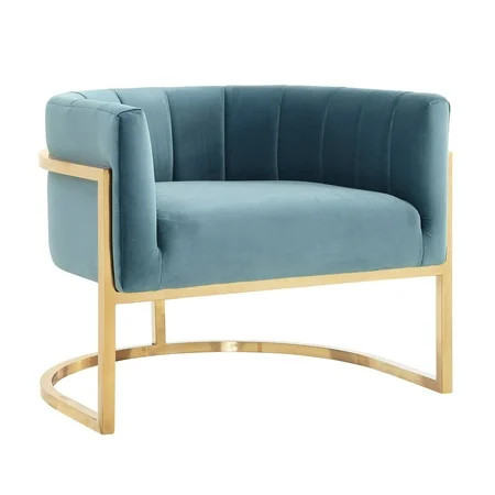 TOV Furniture Magnolia Sea Blue Velvet Chair with Gold Base | Walmart (US)