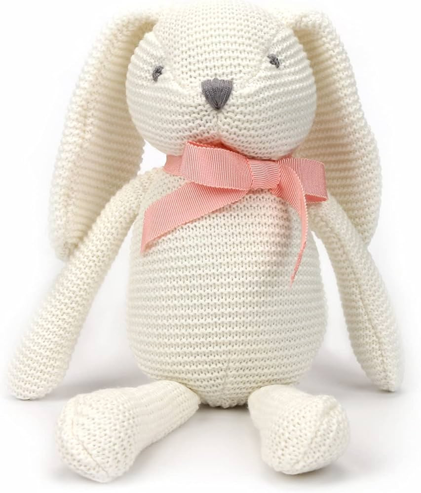 FLUFFYFUN Organic Baby Toys White Bunny Rabbit Stuffed Animal 7.1" | Amazon (US)