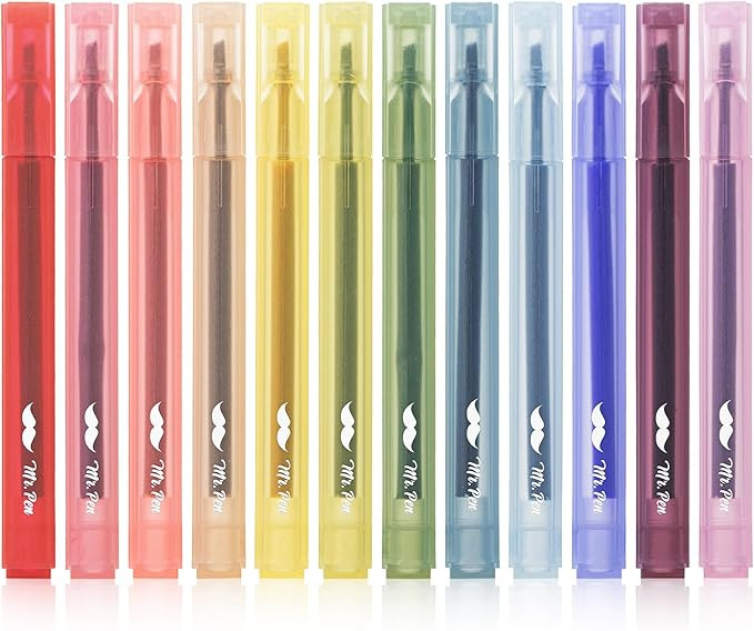 Mr. Pen Aesthetic Highlighters - 12 pcs Chisel Tip Assorted Colors, No Bleed Bible Highlighters | Amazon (US)