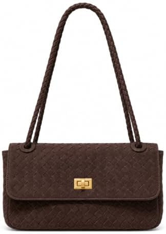 Vintage Woven Suede Shoulder Bag for Women, Large Capacity Crossbody Purse, Underarm Bag for Work... | Amazon (US)