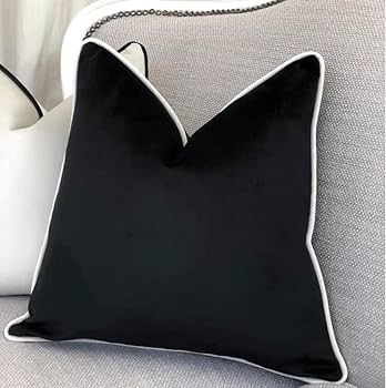 20X20inches Decorative Throw Pillow Covers Ultra Soft Velvet Black White Cushion Cover for Couch ... | Amazon (US)