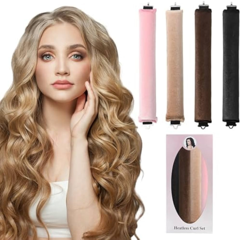 Heatless Hair Curler - 4PCs Overnight Blow Out Rods, Jumbo Blowout Heatless Curling Rods No Heat ... | Amazon (US)