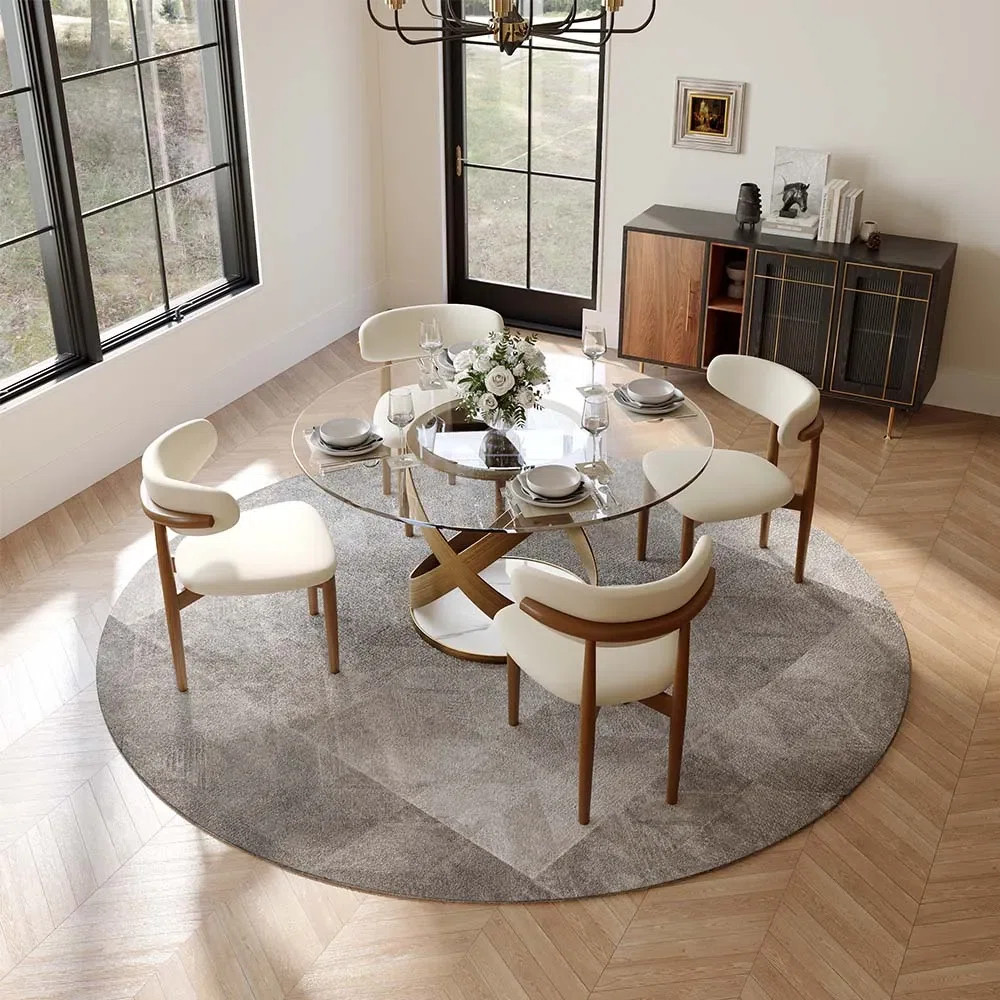 Modern 5/7 Pieces Dining Room Sets, Pre-Assembly Round Dining Table Sets, Sintered Stone Tabletop... | Wayfair North America