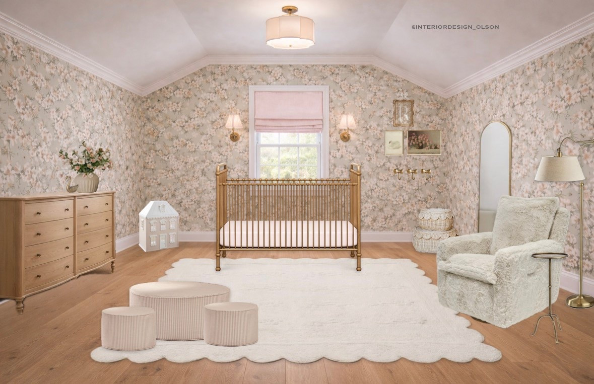 A soft, timeless baby girl nursery 🤍🌸
From the scalloped cream rug to the vintage-inspired brass crib, this nursery blends classic charm with cozy femininity. Layered florals, warm oak floors, and soft blush accents create a space that will grow beautifully from newborn to toddler years.

Sharing all of the nursery furniture, decor, rug, crib, mirror, and lighting I used to bring this elegant baby girl nursery to life 

Tap to shop the full nursery design

#babygirlnursery #nurserydesign #classicnursery #floralnursery #girlnurseryideas #nurseryinspo #neutralnursery #vintagenursery #cozynursery #ltkhome #ltknursery #ltkbaby #interiordesigninspo