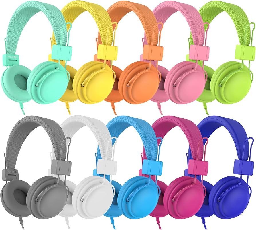 AILIHEN Classroom Headphones Kids 10-Pack for School Student K-5, On-Ear Premium Bulk Wired Heads... | Amazon (US)