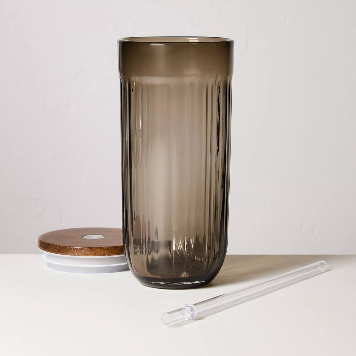 21oz Fluted Glass Tumbler with Wood Lid - Hearth & Hand™ with Magnolia | Target