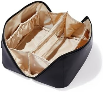EACHY Travel Makeup Bag,Large Capacity Cosmetic Bags for Women,Waterproof Portable Pouch Open Fla... | Amazon (US)