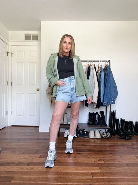 Spring outfit. Spring outfit idea. Zip up sweatshirt. Mom shorts. New balance shoes. Casual outfit idea. Casual outfit. Mom outfit.

#LTKSeasonal #LTKfindsunder50 #LTKfindsunder100