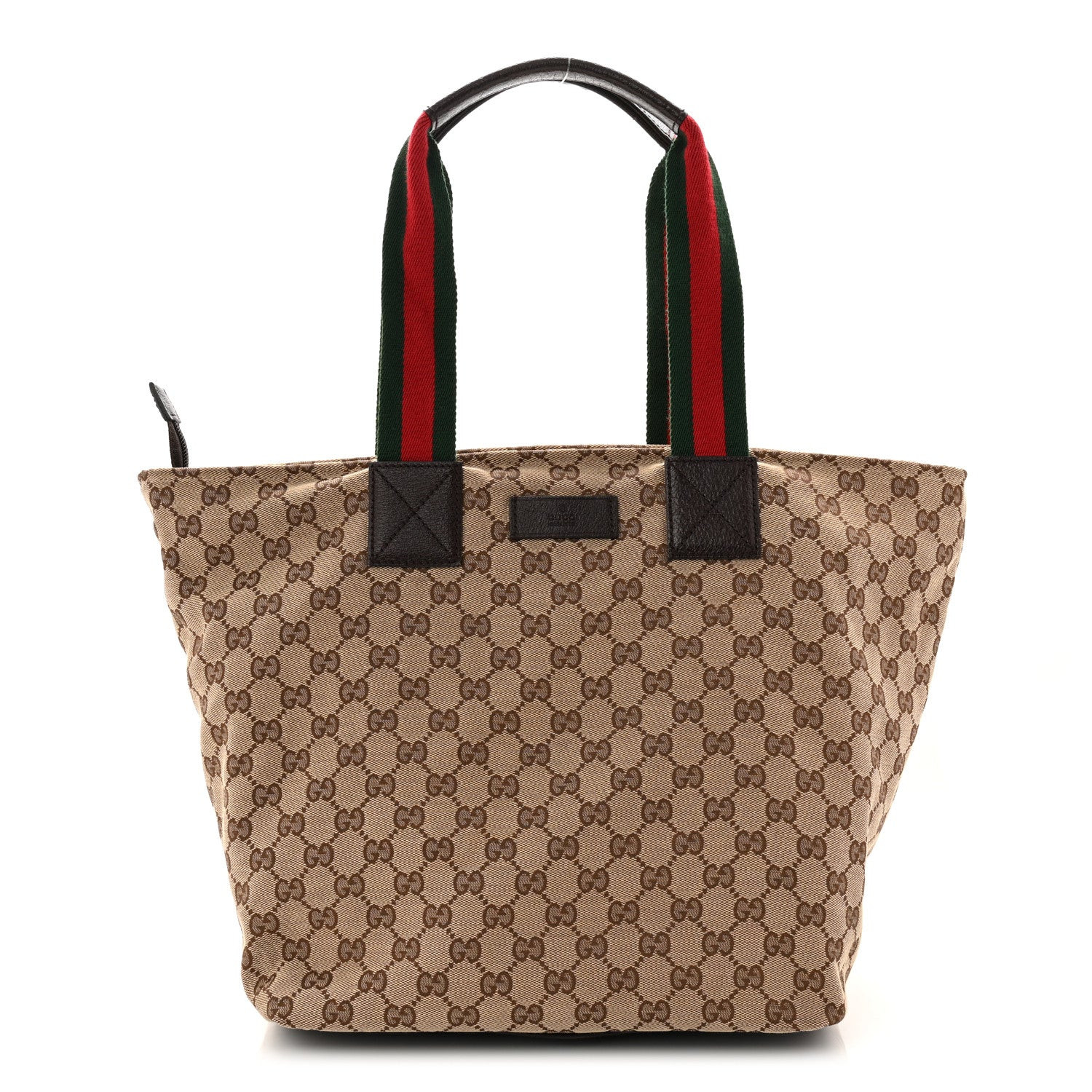 GG Monogram Large Web Handle Bucket Tote Dark Brown | FASHIONPHILE (US)