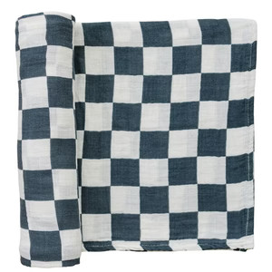 Mebie Baby Charcoal Checkered Muslin Swaddle Blanket | Mebie Baby