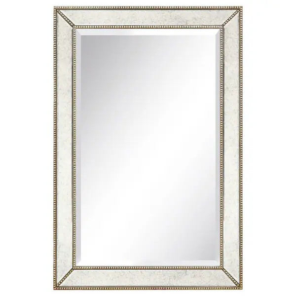 Champagne Beed Beveled Rectangular Mirror,Bathroom,Bedroom,Living Room,Ready to Hang - Clear - Be... | Bed Bath & Beyond
