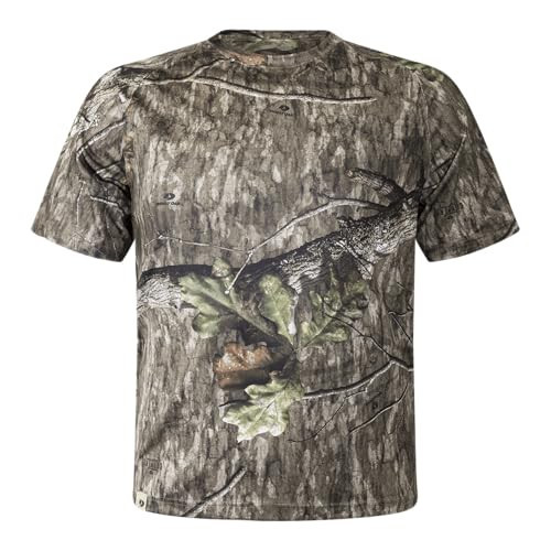 Mossy Oak Men's Standard Camo Hunting Shirt Short Sleeve Stretch, Country Roots, 3X-Large | Amazon (US)