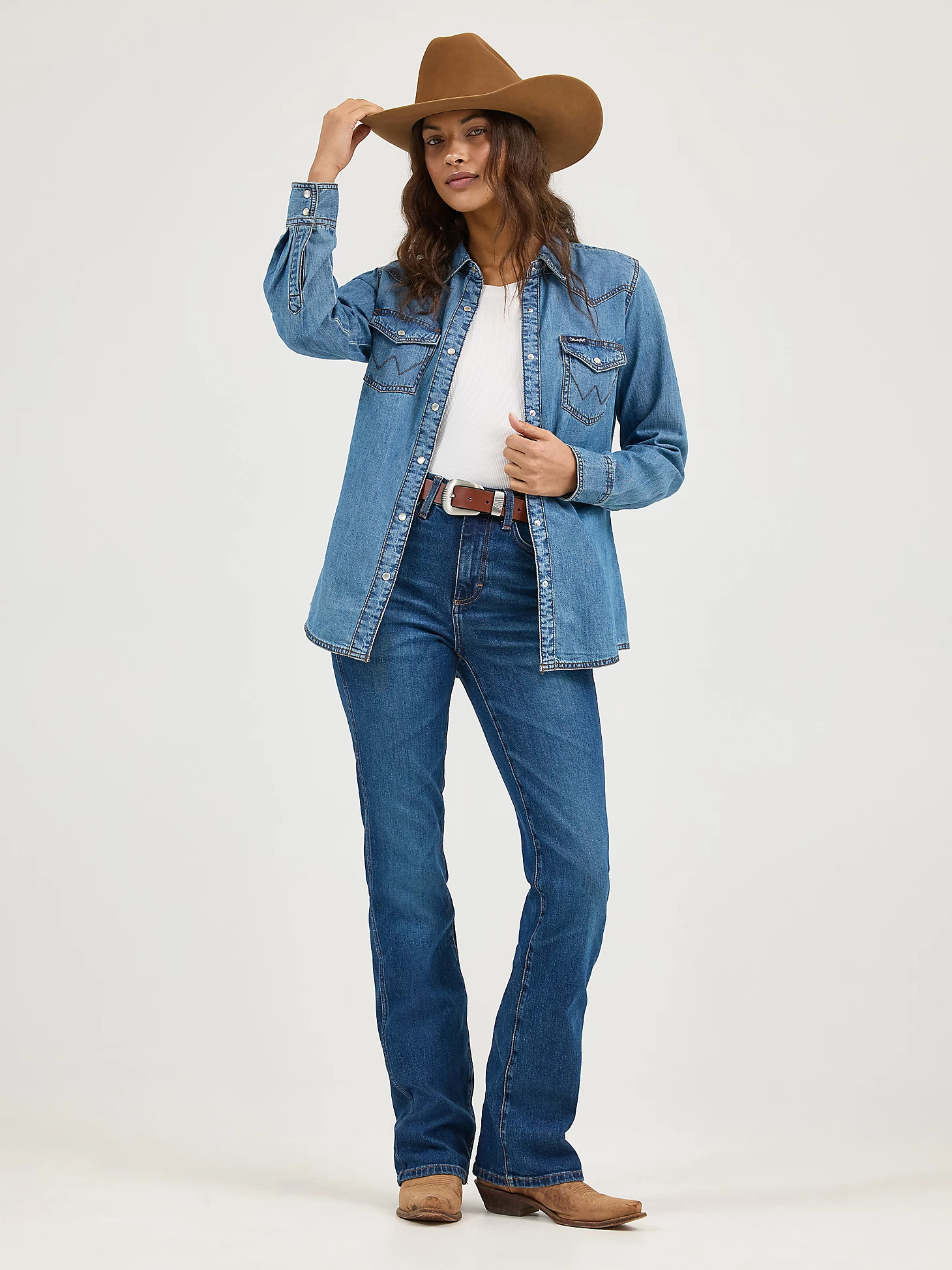 Women's Long Sleeve Western Snap Denim Shirt | Wrangler