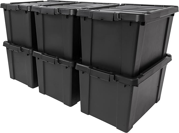 IRIS USA 20 Gallon Lockable Storage Bins with Lids, 6 Pack - Made in USA, Heavy Duty, Stackable C... | Amazon (US)