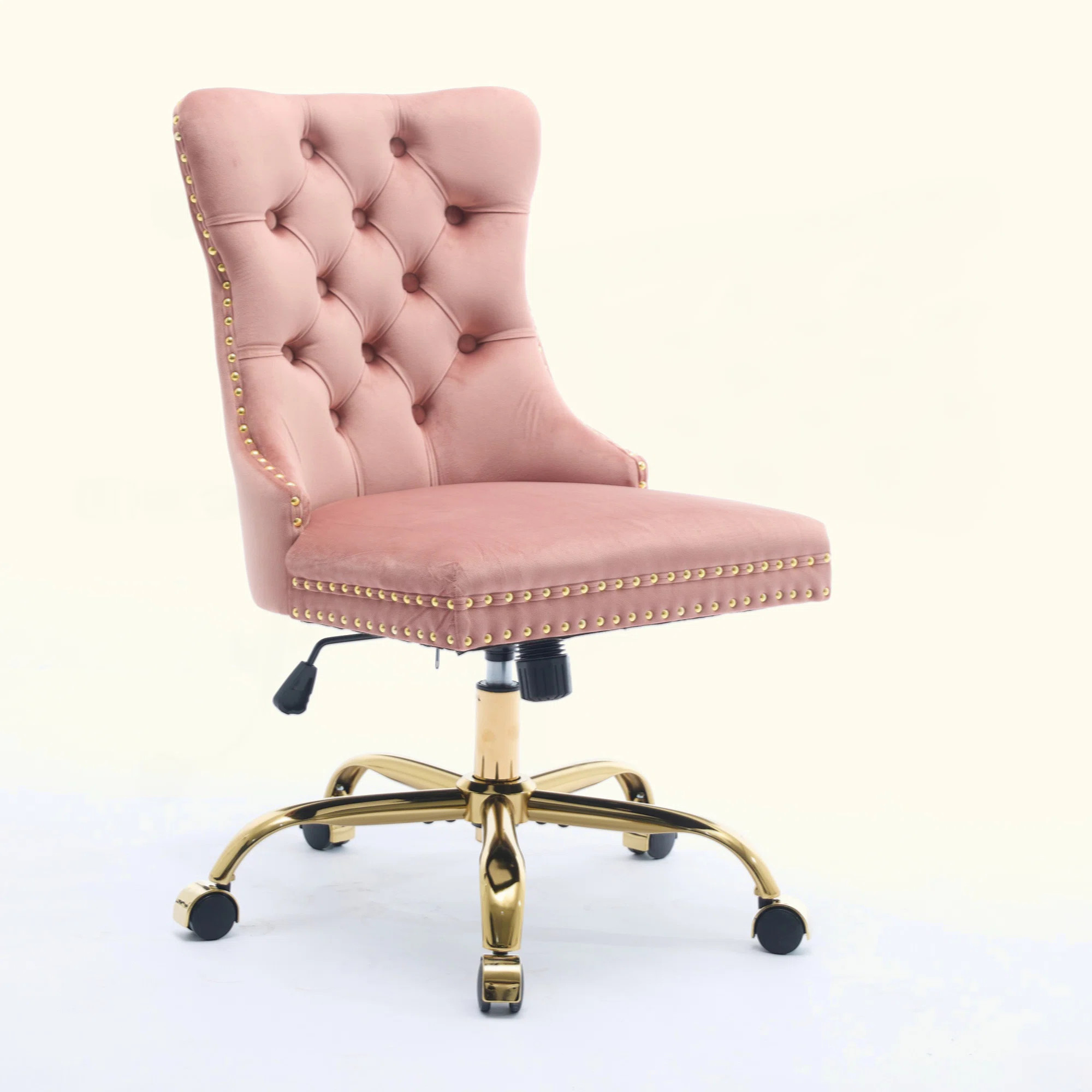 Furniture Office Chair, modern Upholstered Tufted Button Home Office Chair With Golden Metal Base... | Wayfair North America
