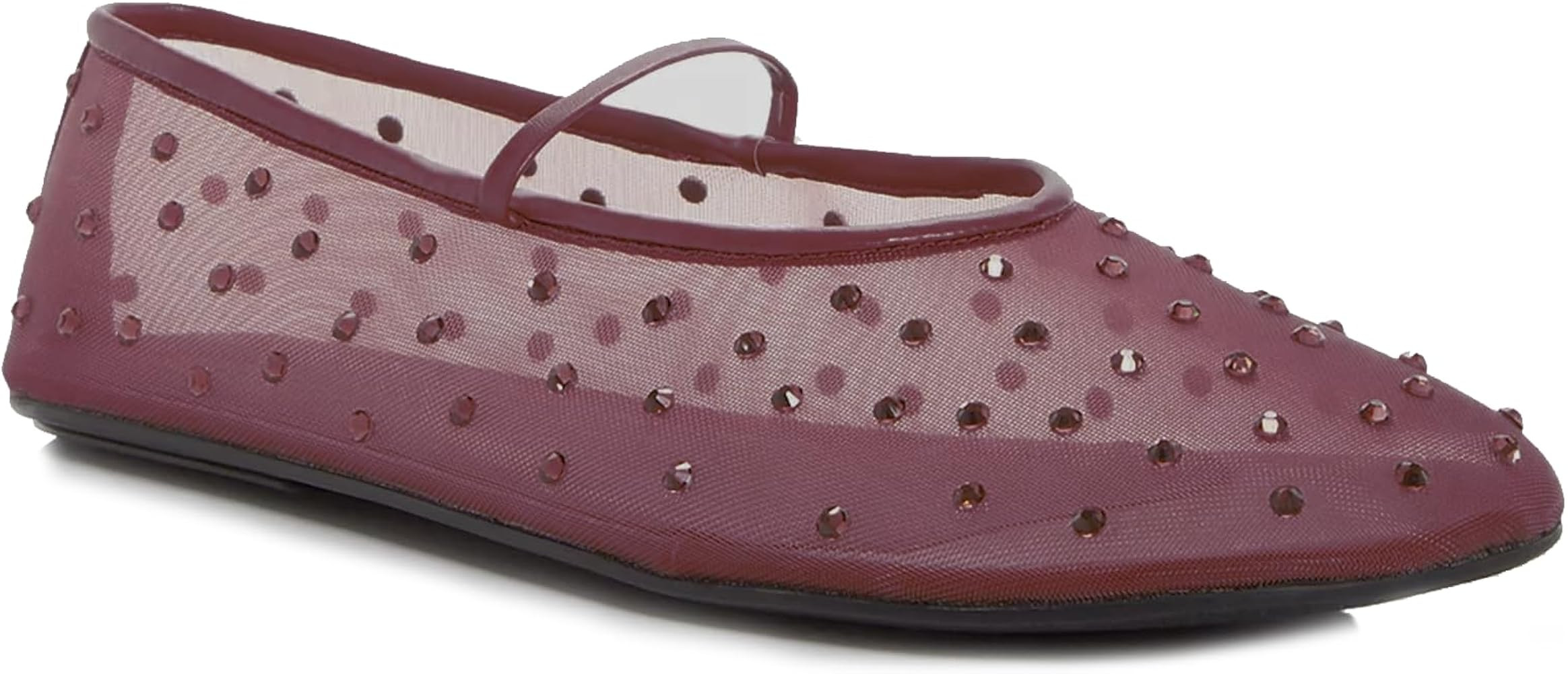 GERULATA Rhinestone Mesh Ballet Flats Shoes for Women Crystal Gem Embellished Ballerina Shoes Str... | Amazon (US)