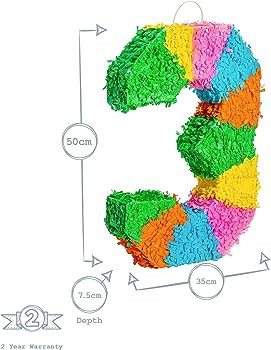 Fax Potato Number 3 Pinata | Party Accessory Decoration | 35 x 7.5 x 50cm - Green, Red, Yellow | Amazon (UK)