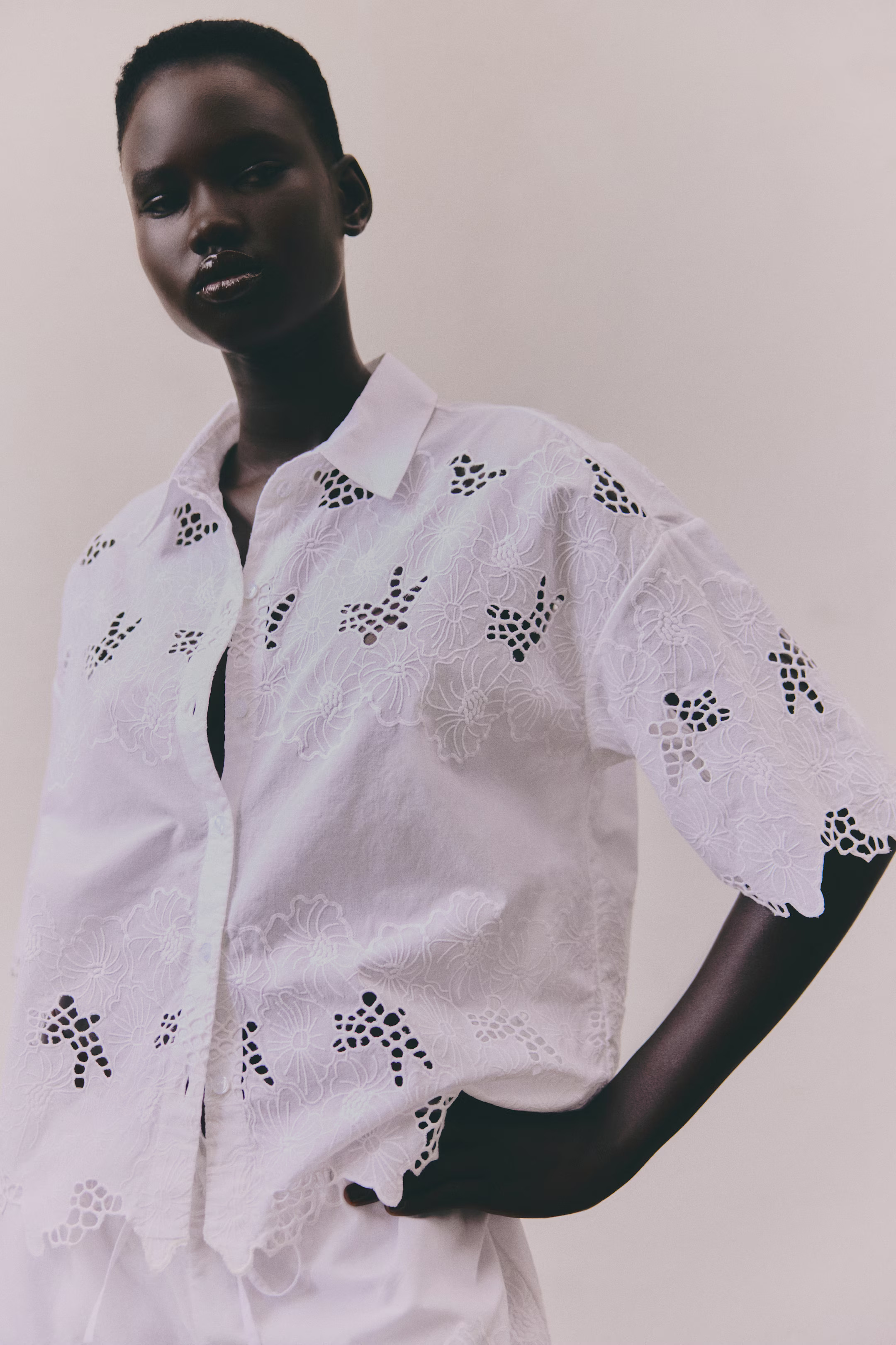 - Broderie anglaise shirt - White - Ladies | H&M GB | H&M (UK, MY, IN, SG, PH, TW, HK)