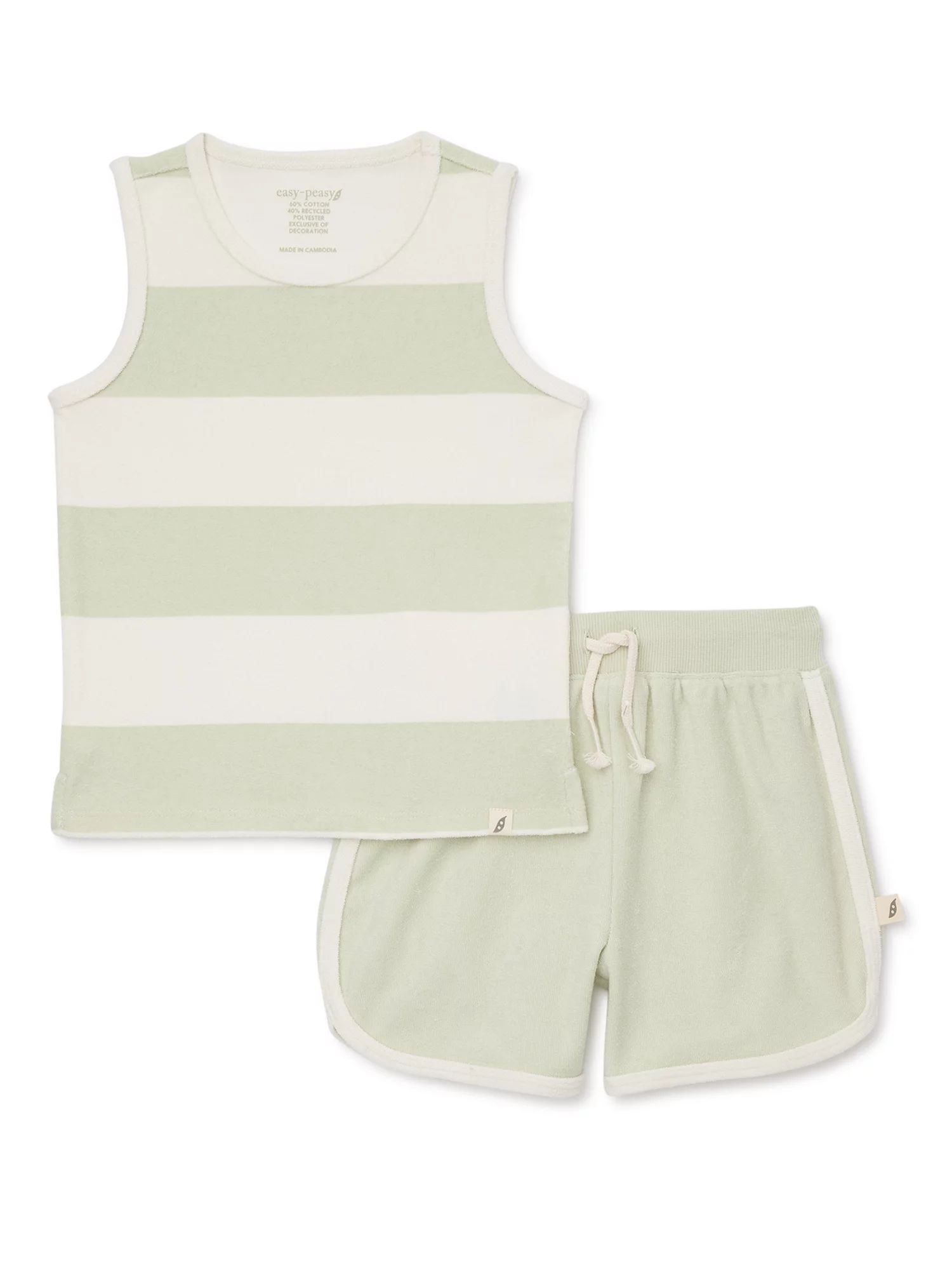 easy-peasy Baby and Toddler Boy Terry Cloth Tank Top and Shorts Outfit Set, 2-Piece, Sizes 12M-5T | Walmart (US)