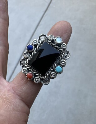 Native American Onyx Turquoise Sterling Silver Ring Navajo Zuni Hopi Jewelry  | eBay | eBay US