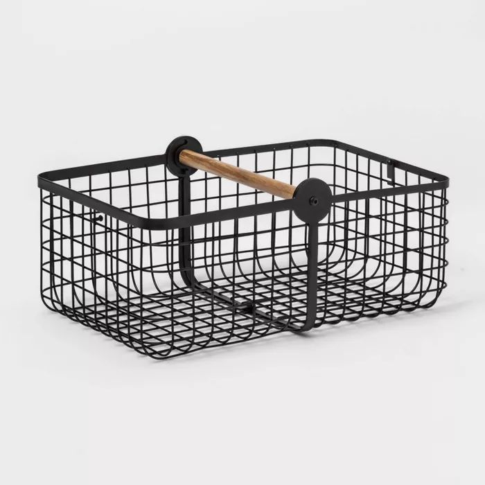 Target/Home/Storage & Organization/Cubbies & Storage Cubes‎Metal 2-in-1 Wire Basket with Wood H... | Target