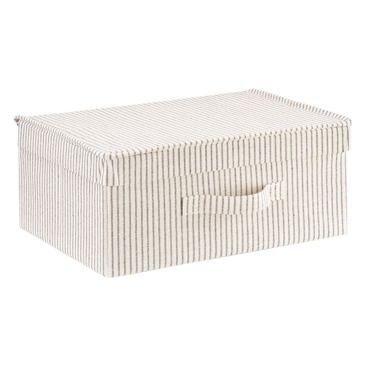 The Container Store Farmhouse Storage Box Grey Stripe | The Container Store