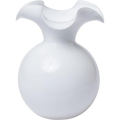 Vietri Italian Hibiscus Mouthblown Glassware Vase Collection (Bud, White) | Amazon (US)