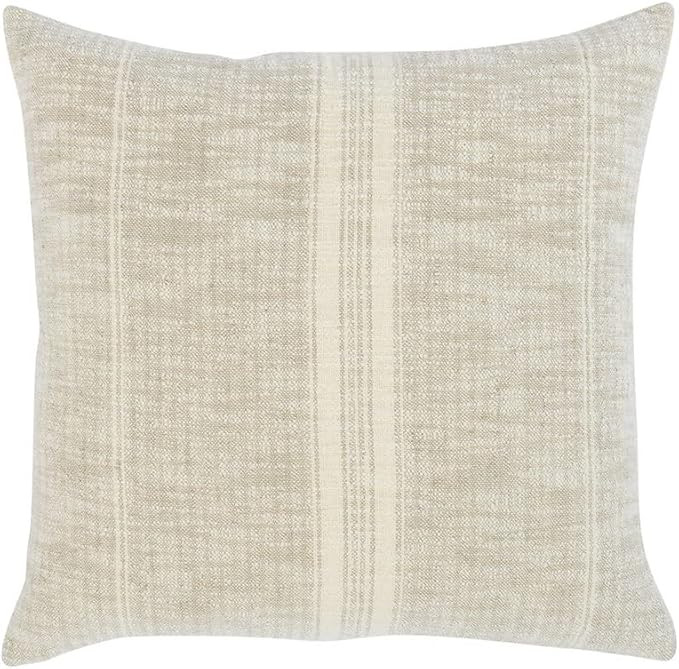 Kosas Home Tia 22x22 Square Cotton and Linen Throw Pillow in Ivory/Natural | Amazon (US)