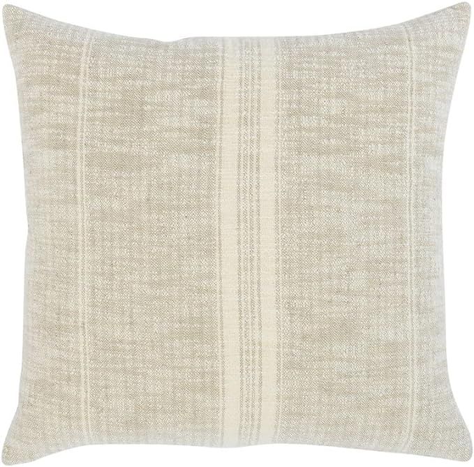 Kosas Home Tia 22x22 Square Cotton and Linen Throw Pillow in Ivory/Natural | Amazon (US)