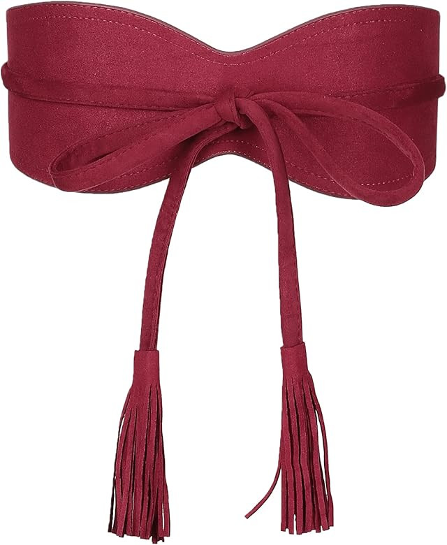 Elerevyo Womens Faux Suede Tassel Belt, Vintage Bow Tie Corset Cinch Obi Belts Waistband for Dres... | Amazon (US)