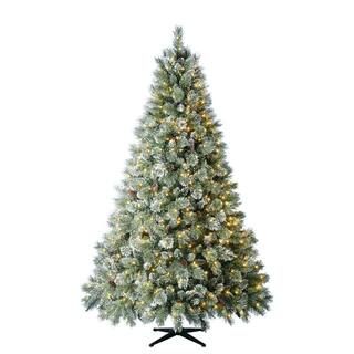 Home Accents Holiday 7.5 ft Sparkling Amelia Pine LED Pre-Lit Artificial Christmas Tree with 600 ... | The Home Depot