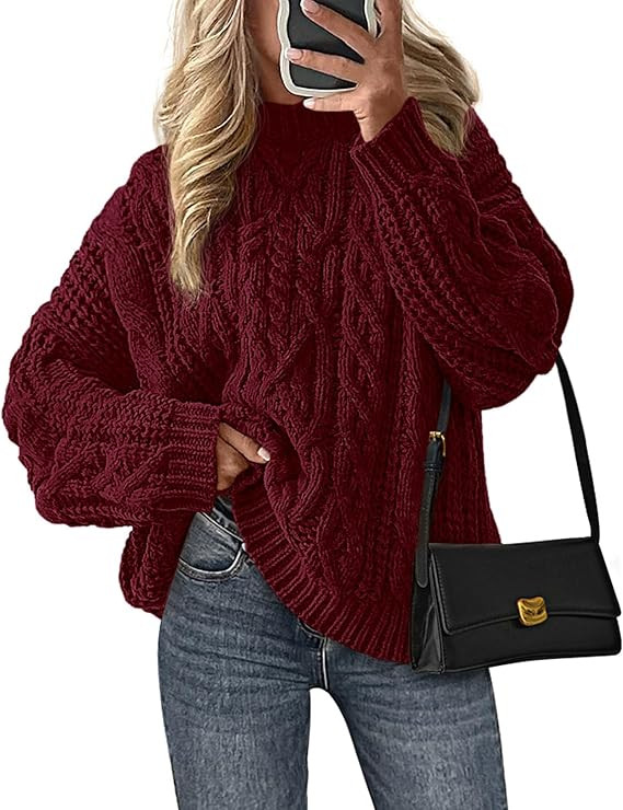 PRETTYGARDEN Women's Oversized Fall Sweaters 2025 Casual Long Sleeve Crewneck Chunky Cable Knit P... | Amazon (US)