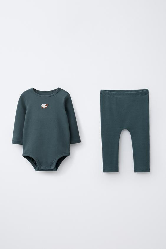 SHEEP EMBROIDERY BODYSUIT AND LEGGINGS SET | Zara US