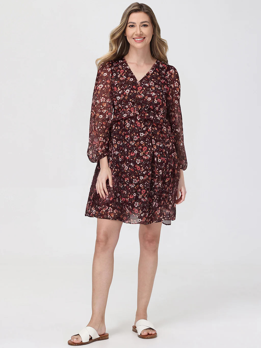 89th & Madison Floral Print Ruffle Mini Dress | 89th + Madison
